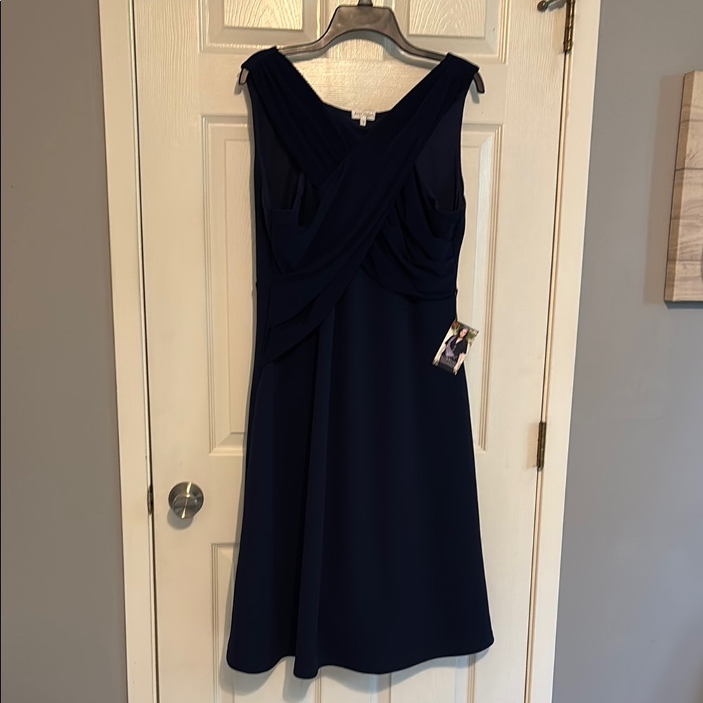 Kiyonna Blue Sleeveless V-Neck A-Line Midi Dress